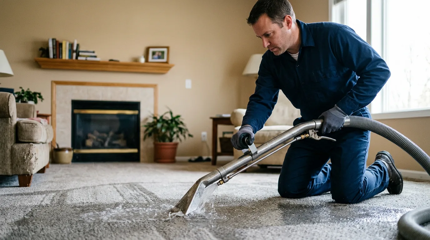 Water damage restoration technician working near Humansville, MO